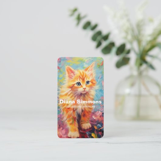 Cat Sitting Services Visitenkarte (Stehend Vorderseite)