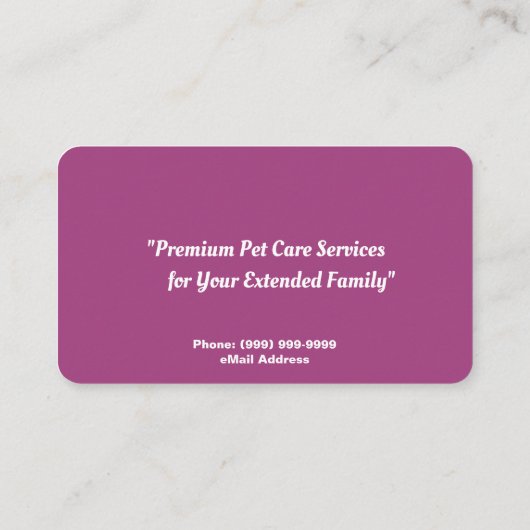 Cat Sitting Services Visitenkarte (Rückseite)