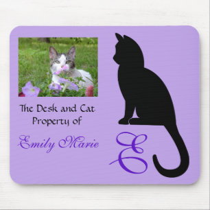 Cat Sitting Silhouette: Mousepad