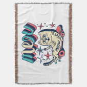 Cat Skaten Meow Decke (Vorderseite Vertikal)