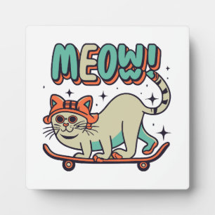 Cat Skaten Meow Fotoplatte