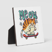 Cat Skaten Meow Fotoplatte (Vorderseite)