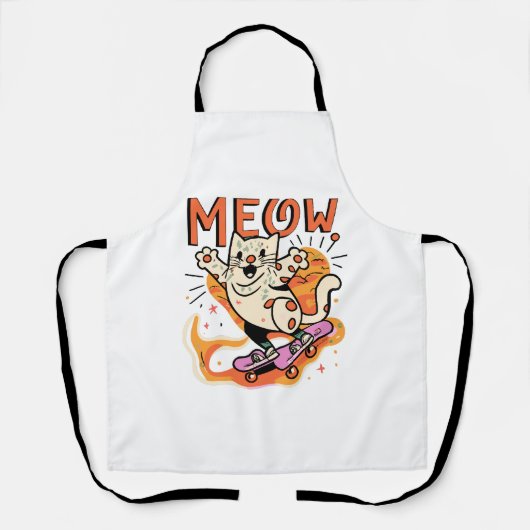 Cat Skaten Meow Schürze (Vorderseite)