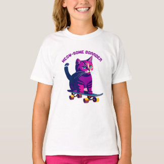 Cat Skater Skateboard T - Shirt