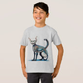 Cat Skeleton Fusion - Hyperdetaillierte Kunst T-Shirt (Vorne ganz)