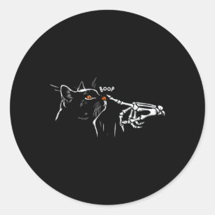 Cat Skeleton Hand Boop Halloween Mädchen Frauen K Runder Aufkleber