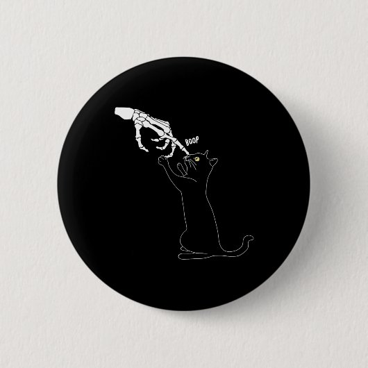 Cat Skeleton Hand Boop Katze Nase Funny Halloween Button (Vorderseite)