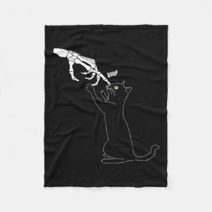 Cat Skeleton Hand Boop Katze Nase Funny Halloween Fleecedecke