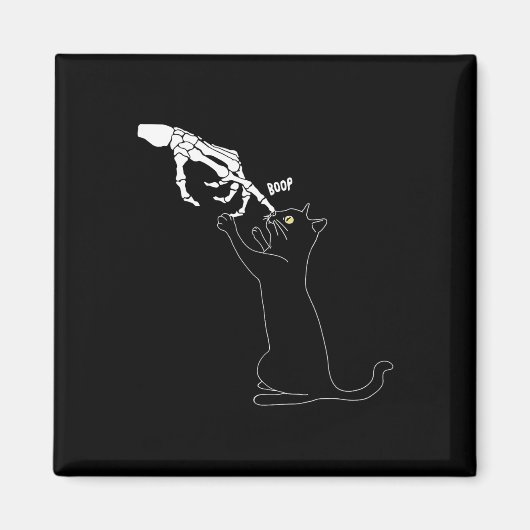 Cat Skeleton Hand Boop Katze Nase Funny Halloween  Magnet (Vorne)