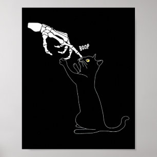 Cat Skeleton Hand Boop Katze Nase Funny Halloween  Poster