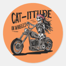 Cat Skeleton Reiten einer Motorradkatzenuppe, auf 