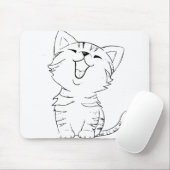 Cat Sketch Zeichnend Graphic Arts Kitten Silhouett Mousepad (Mit Mouse)
