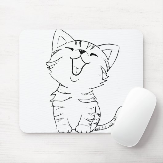 Cat Sketch Zeichnend Graphic Arts Kitten Silhouett Mousepad (Mit Mouse)