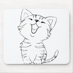 Cat Sketch Zeichnend Graphic Arts Kitten Silhouett Mousepad