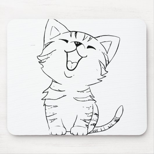 Cat Sketch Zeichnend Graphic Arts Kitten Silhouett Mousepad (Vorne)