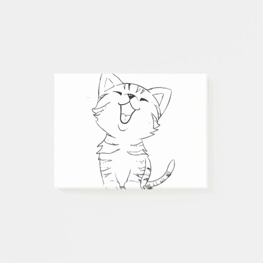 Cat Sketch Zeichnend Graphic Arts Kitten Silhouett Post-it Klebezettel (Vorderseite)