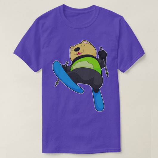 Cat Skier Ski Wintersport T-Shirt (Design vorne)