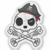 Cat Skull & Crossbones - Funny Pirate Cat Aufkleber (Vorderseite)