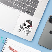 Cat Skull & Crossbones - Funny Pirate Cat Aufkleber (Laptop mit iPhone)