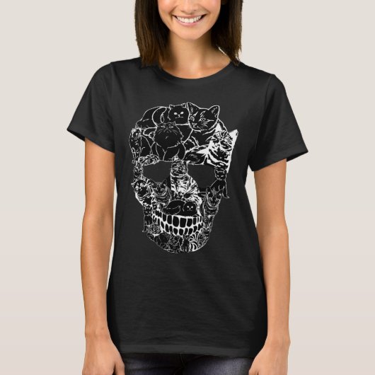 Cat Skull Kitty Skeleton Halloween Costume Skull T-Shirt (Vorderseite)