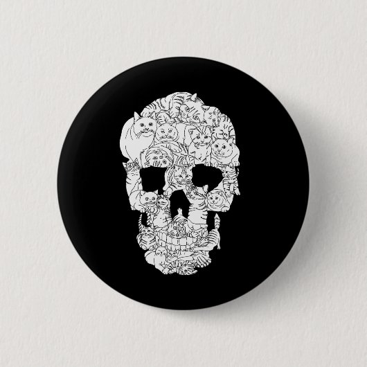 Cat Skull Kitty Skeleton Halloween Costume Tarot Button (Vorderseite)