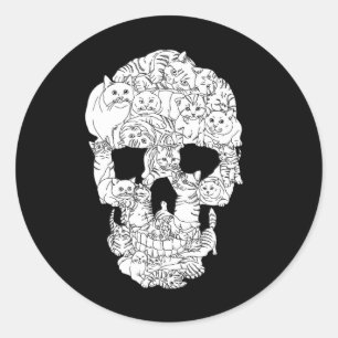 Cat Skull Kitty Skeleton Halloween Costume Tarot Runder Aufkleber