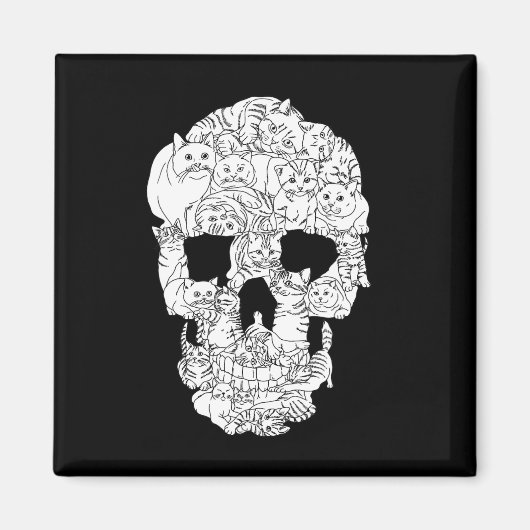 Cat Skull Kitty Skeleton Halloween Goth Punk Emo G Magnet (Vorne)