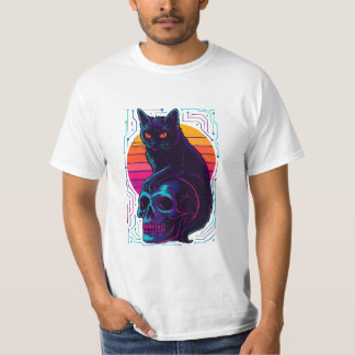 Cat & Skull Shirt - Abstrakte Streetwear