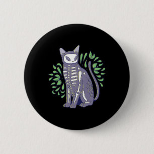 Cat Skull Shirt - Kitty Skeleton Halloween Kostüm Button