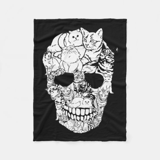 Cat Skull Shirt - Kitty Skeleton Halloween Kostüm Fleecedecke (Vorderseite)