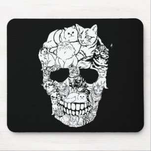 Cat Skull Shirt - Kitty Skeleton Halloween Kostüm Mousepad