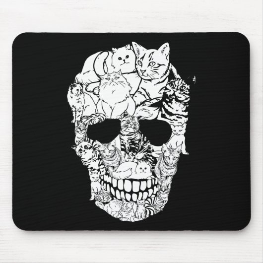 Cat Skull Shirt - Kitty Skeleton Halloween Kostüm Mousepad (Vorne)