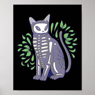 Cat Skull Shirt - Kitty Skeleton Halloween Kostüm Poster