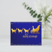 Cat Sled Card Feiertagspostkarte (Stehend Vorderseite)
