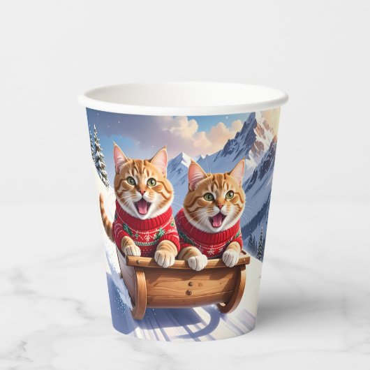 Cat Sled Ride Pappbecher (Vorderseite)