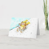 Cat Sledging Gruß Karte (Vorderseite)