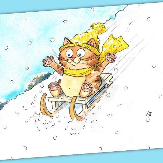 Cat Sledging Gruß Karte