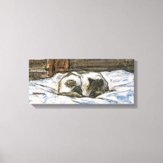Cat Sleeping auf einem Bett von Claude Monet Leinwanddruck (Vorderseite)
