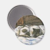 Cat Sleeping auf einem Bett von Claude Monet Magnet (Vorderseite/Rückseite)