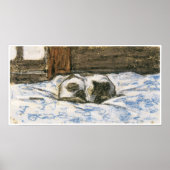 Cat Sleeping auf einem Bett von Claude Monet Poster (Vorne)