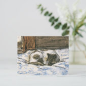 Cat Sleeping auf einem Bett von Claude Monet Postkarte (Stehend Vorderseite)
