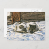 Cat Sleeping auf einem Bett von Claude Monet Postkarte (Vorne/Hinten)