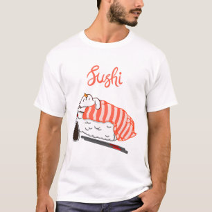 Cat Sleeping auf Sushi T-Shirt