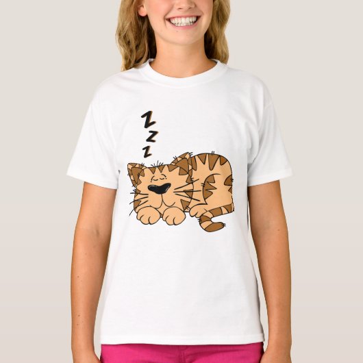 Cat Sleeping Girls T - Shirt (Vorderseite)