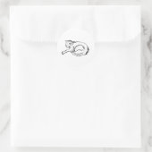 Cat Sleeping Illustration Pen Drawing Art Runder Aufkleber (Tasche)