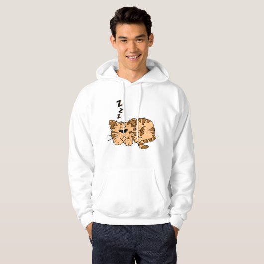 Cat Sleeping Mens Hoodie (Vorne ganz)