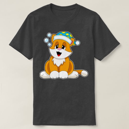 Cat Sleeping Nightcap T-Shirt (Design vorne)
