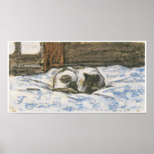 Cat Sleeping on a Bed, c. 1865-70 Poster