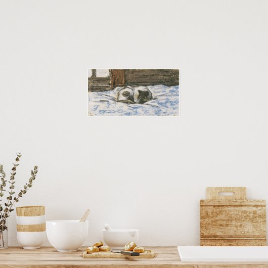 Cat Sleeping on a Bed, c. 1865-70 Poster (Küche)