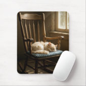Cat Sleeping On a Rocking Chair Mousepad (Mit Mouse)